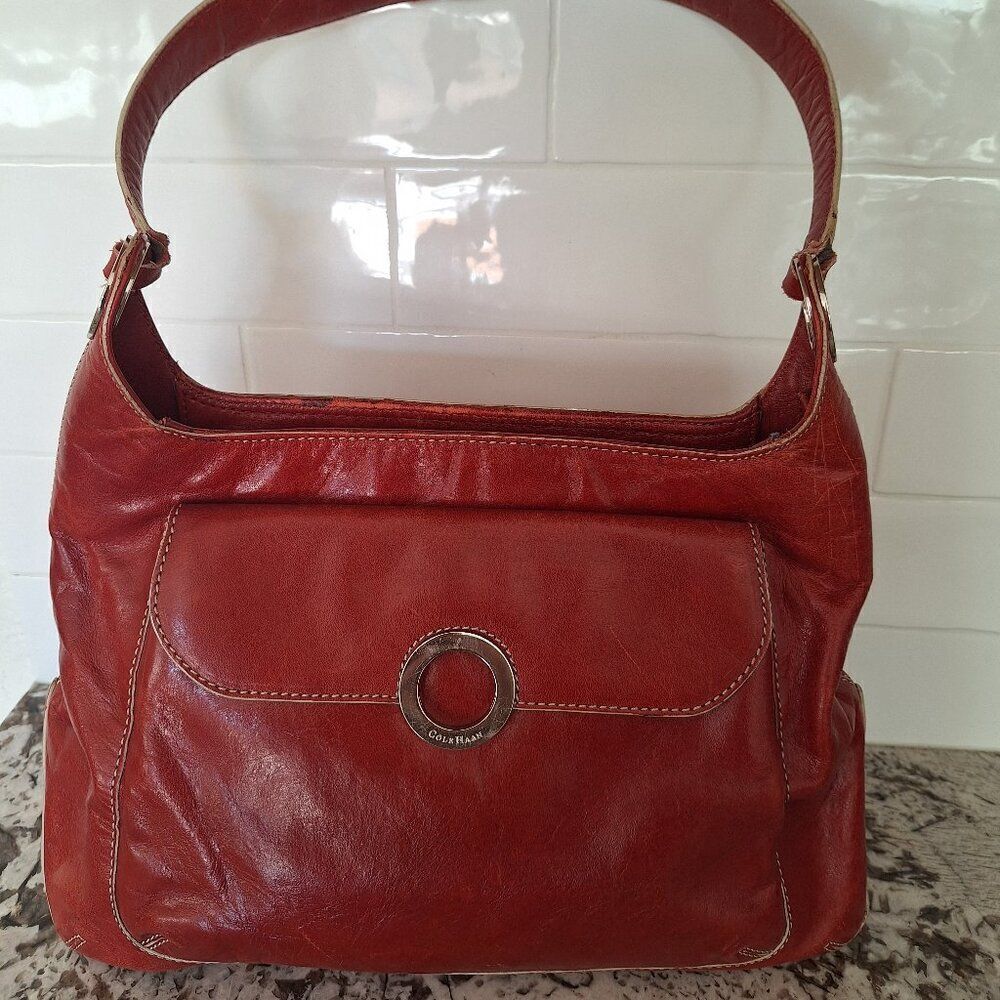 Cole Haan Red Leather Tote with Cassette Graphic. Cute and Classic! - Picture 2 of 14